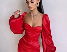 Атласний  комплект: корсет + спідниця декорована бахромою зі страз Атласний  комплект: корсет + спідниця декорована бахромою зі страз | PUSHKA SHOP