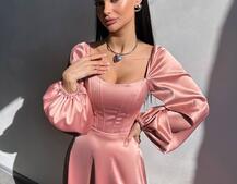 Елегантна сукня міді з корсетним верхом | PUSHKA SHOP