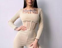 Облягаючий трикотажний комбінезон з елементами корсету  Облягаючий трикотажний комбінезон з елементами корсету  | PUSHKA SHOP