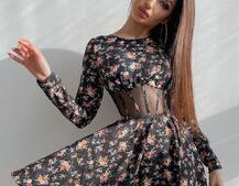 Приталена сукня з корсетною вставкою та спідницею-сонцем Приталена сукня з корсетною вставкою та спідницею-сонцем | PUSHKA SHOP