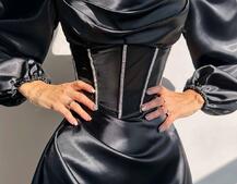 Комплект: корсет, декорований стразами   + спідниця максі з драпіруванням  Комплект: корсет, декорований стразами   + спідниця максі з драпіруванням  | PUSHKA SHOP