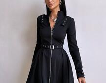 Сукня з пишною спідницею і поясом | PUSHKA SHOP