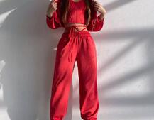 Велюровий комплект трійка: кофта + корсет з чашечками + джогери  Велюровий комплект трійка: кофта + корсет з чашечками + джогери  | PUSHKA SHOP