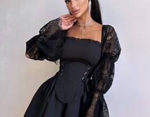 Сукня з корсетом декорована мереживом  Сукня з корсетом декорована мереживом  | PUSHKA SHOP