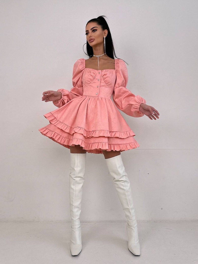 Корсетна сукня  з пишною подвійною спідницею та рюшами  | PUSHKA SHOP