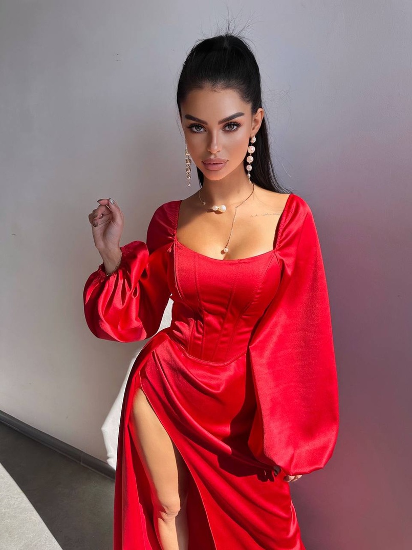 Атласний комплект: корсет + спідниця максі з драпіруванням Атласний комплект: корсет + спідниця максі з драпіруванням | PUSHKA SHOP