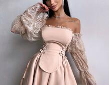 Сукня з корсетом декорована мереживом  Сукня з корсетом декорована мереживом  | PUSHKA SHOP