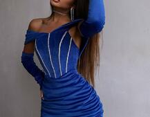 Оксамитова корсетна сукня міні, декорована стразами     Ручна робота  Оксамитова корсетна сукня міні, декорована стразами     Ручна робота  | PUSHKA SHOP