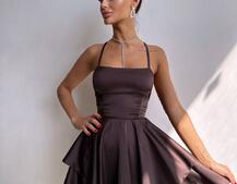 Шовкова сукня  з пишною спідницею та шнурівкою   Шовкова сукня  з пишною спідницею та шнурівкою   | PUSHKA SHOP