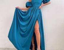 Атласное платье макси с объемными рукавами   Атласное платье макси с объемными рукавами   | PUSHKA SHOP