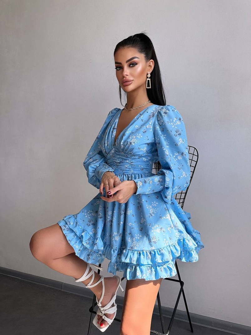 Сукня міні з пишною спідницею та драпіруванням на талії Сукня міні з пишною спідницею та драпіруванням на талії | PUSHKA SHOP