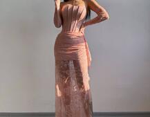 Мереживна сукня максі з рукавичками  | PUSHKA SHOP