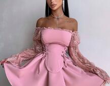 Сукня з корсетом декорована мереживом  Сукня з корсетом декорована мереживом  | PUSHKA SHOP