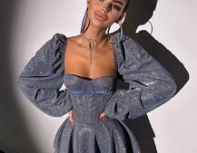 Сяюча корсетна сукня бюстьє з подвійною спідницею  | PUSHKA SHOP