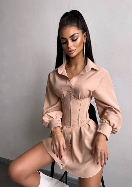 Приталена сорочка + корсет  | PUSHKA SHOP