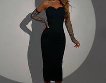 Трикотажна сукня міді  з чашечками  | PUSHKA SHOP