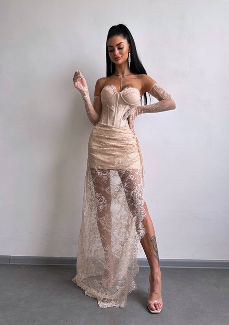 Корсетна сукня максі з рукавичками  | PUSHKA SHOP