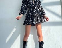 Сукня з квітковим принтом з воланами на ґудзиках  Сукня з квітковим принтом з воланами на ґудзиках  | PUSHKA SHOP