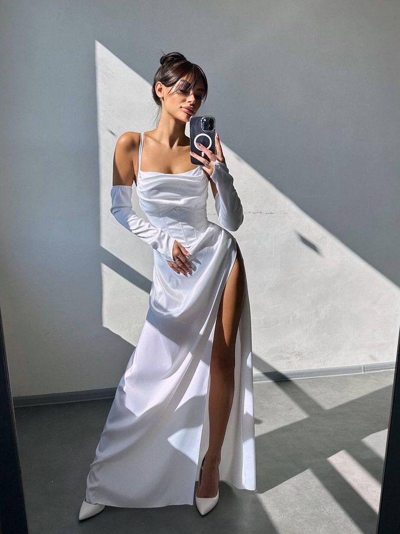 Комплект: корсет з рукавичками + спідниця максі з драпіруванням   | PUSHKA SHOP