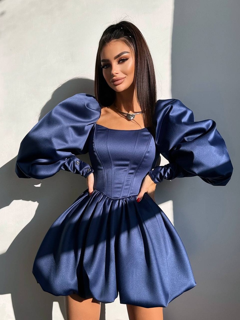 Сукня з обʼємними рукавами та спідницею балоном  Сукня з обʼємними рукавами та спідницею балоном  | PUSHKA SHOP