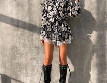 Сукня міні на гудзиках,декорована мереживом  Сукня міні на гудзиках,декорована мереживом  | PUSHKA SHOP