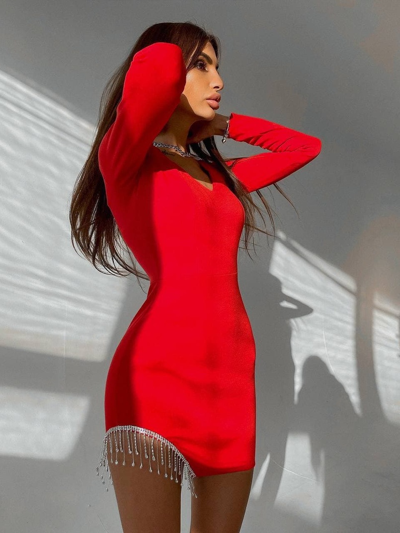 Силуетна сукня з декором із сітки зі стразами | PUSHKA SHOP