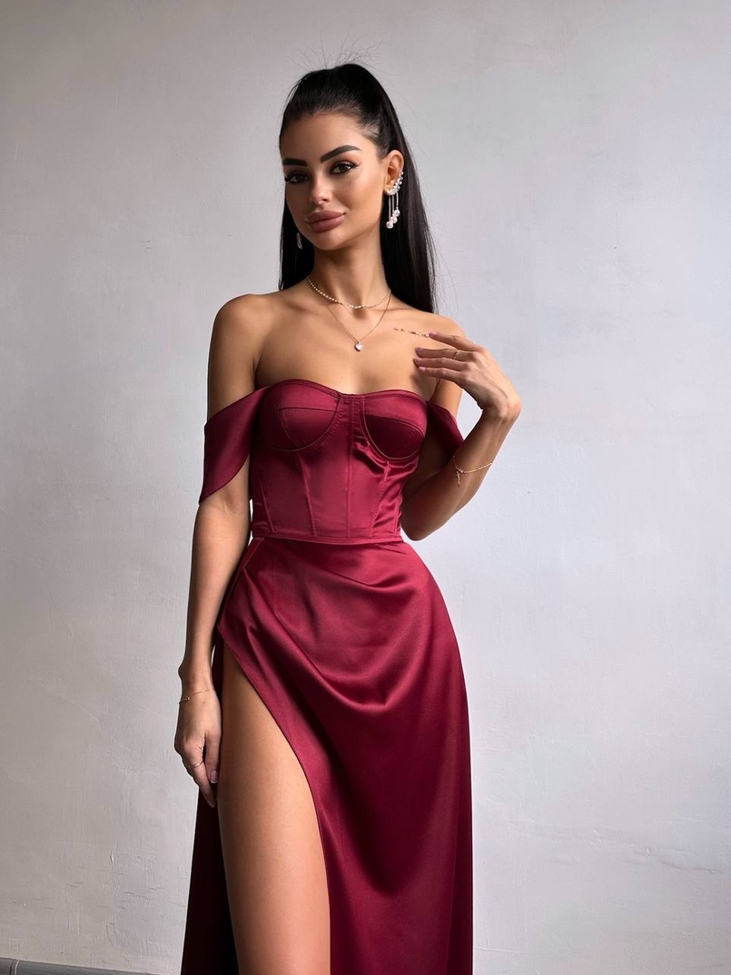 Атласний комплект: корсет бюстʼє + спідниця максі  | PUSHKA SHOP