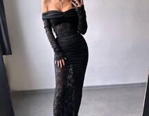 Мереживна сукня максі з драпіруванням Мереживна сукня максі з драпіруванням | PUSHKA SHOP