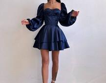 Атласна корсетна сукня бюстьє з пишною подвійною спідницею та об‘ємними рукавами Атласна корсетна сукня бюстьє з пишною подвійною спідницею та об‘ємними рукавами | PUSHKA SHOP