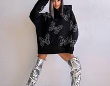 Трендове худі over size із сяючими стразами  | PUSHKA SHOP