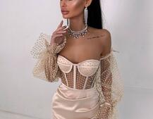 Улюблений комплект в новому виконанні: корсет бюстьє з об’ємними рукавами + спідниця міні | PUSHKA SHOP