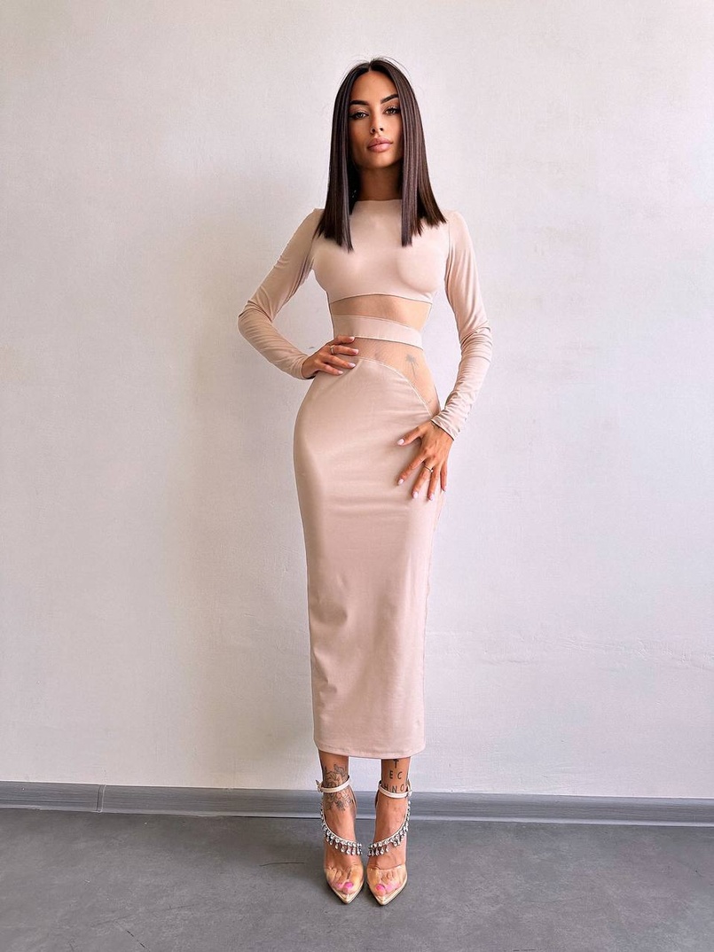 Сукня міді  із вставками сітки  Сукня міді  із вставками сітки  | PUSHKA SHOP