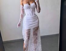 Корсетна сукня максі з рукавичками  | PUSHKA SHOP