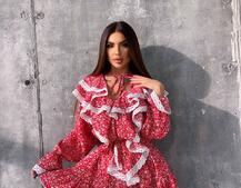 Сукня з квітковим принтом декорована мереживом    Сукня з квітковим принтом декорована мереживом    | PUSHKA SHOP