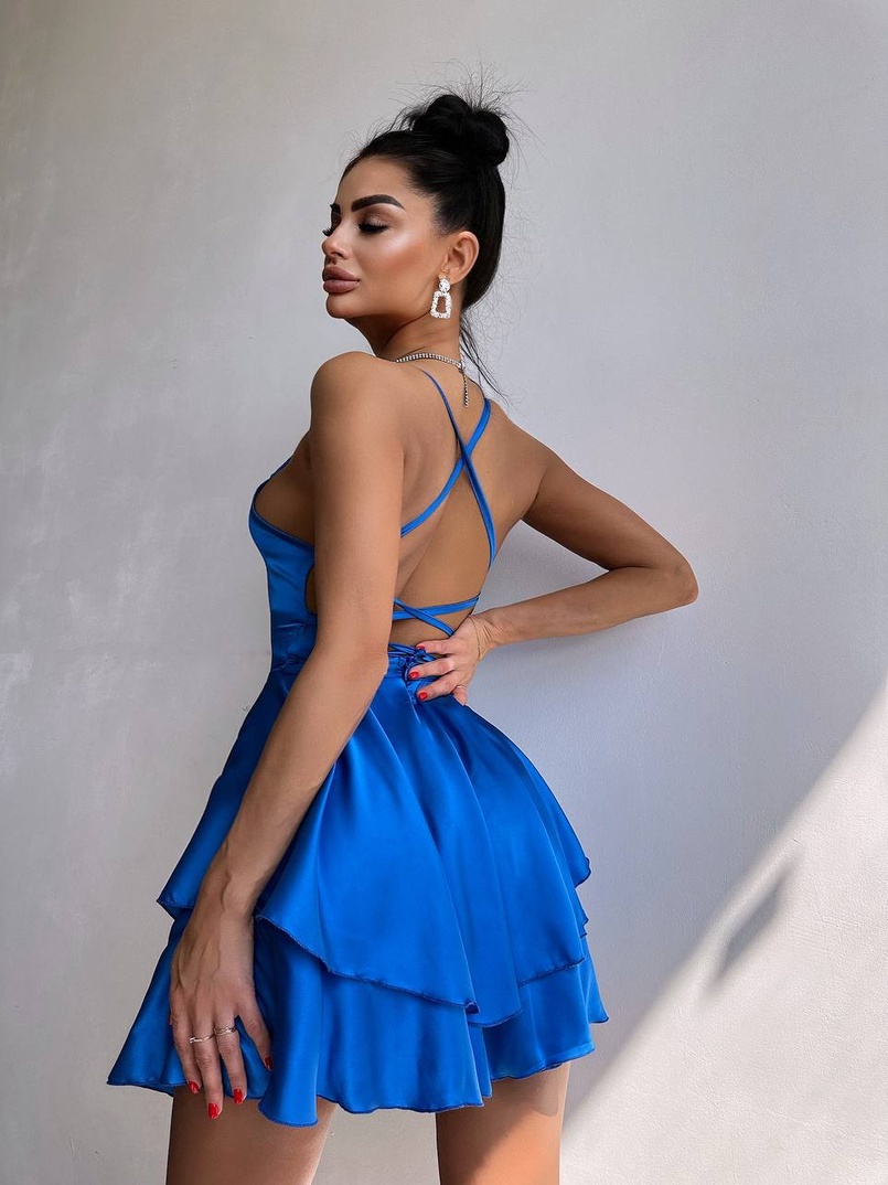 Шовкова сукня  з пишною спідницею та шнурівкою   Шовкова сукня  з пишною спідницею та шнурівкою   | PUSHKA SHOP