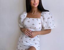 Сукня -міді зі шнурівкою на спинці та розрізом на ніжці з принтом  Сукня -міді зі шнурівкою на спинці та розрізом на ніжці з принтом  | PUSHKA SHOP