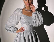 Сяюча корсетна сукня з пишною подвійною спідницею та об‘ємними рукавами | PUSHKA SHOP