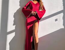 Оксамитова сукня міді з розкльошеними рукавами декорована стразами  Оксамитова сукня міді з розкльошеними рукавами декорована стразами  | PUSHKA SHOP