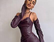 Комплект з еко шкіри: корсет  з чашечками+ спідниця міні | PUSHKA SHOP