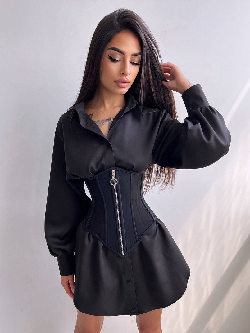 Приталена сорочка + корсет з блискавкою  Приталена сорочка + корсет з блискавкою  | PUSHKA SHOP