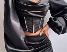 Комплект: корсет, декорований стразами   + спідниця міні з драпіруванням  Комплект: корсет, декорований стразами   + спідниця міні з драпіруванням  | PUSHKA SHOP