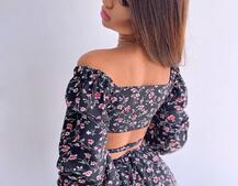 Квітковий комплект: топ із зав'язками на талії + спідниця міді з розрізом Квітковий комплект: топ із зав'язками на талії + спідниця міді з розрізом | PUSHKA SHOP