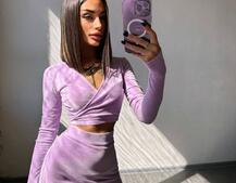 Оксамитовий комплект, декорований бахромою зі страз Оксамитовий комплект, декорований бахромою зі страз | PUSHKA SHOP