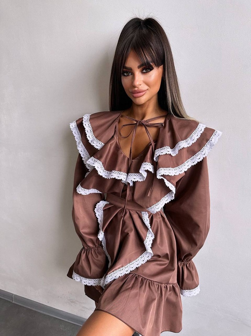 Котонова сукня декорована мереживом    Котонова сукня декорована мереживом    | PUSHKA SHOP