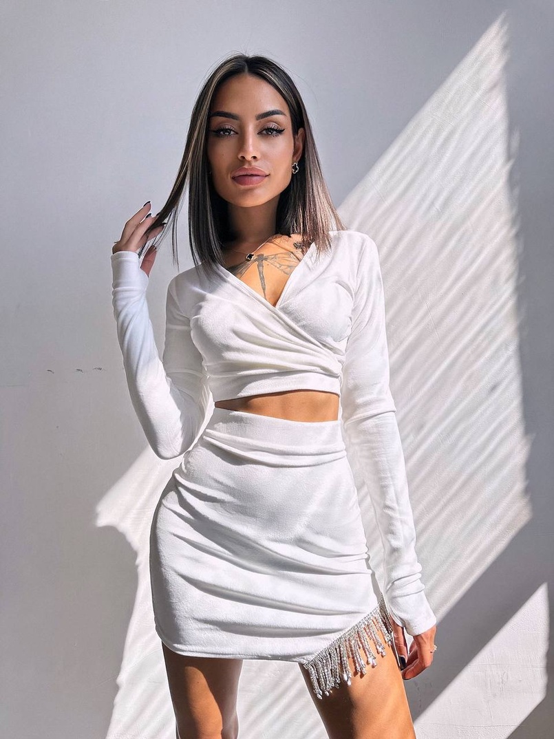 Оксамитовий комплект, декорований бахромою зі страз Оксамитовий комплект, декорований бахромою зі страз | PUSHKA SHOP