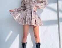 Сукня з квітковим принтом з воланами на ґудзиках  Сукня з квітковим принтом з воланами на ґудзиках  | PUSHKA SHOP