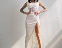 Сукня-міді  з елементами корсету   Сукня-міді  з елементами корсету   | PUSHKA SHOP