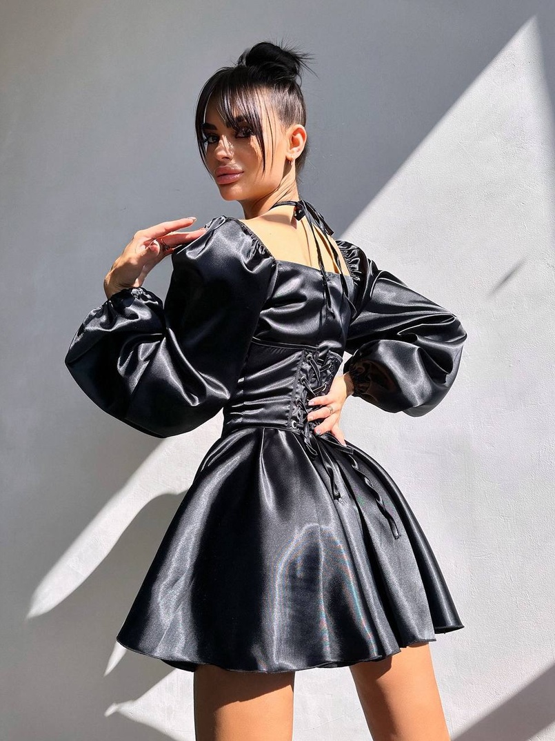 Сукня з корсетом, декорованим бахромою зі страз Ручна робота  Сукня з корсетом, декорованим бахромою зі страз Ручна робота  | PUSHKA SHOP