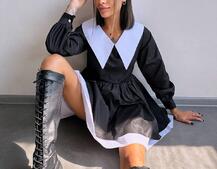 Котонова сукня з комірцем + бант  Котонова сукня з комірцем + бант  | PUSHKA SHOP