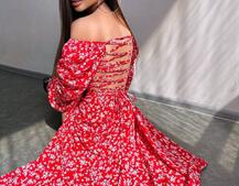 Улюблена сукня-міді зі шнурівкою на спинці та розрізом на ніжці | PUSHKA SHOP